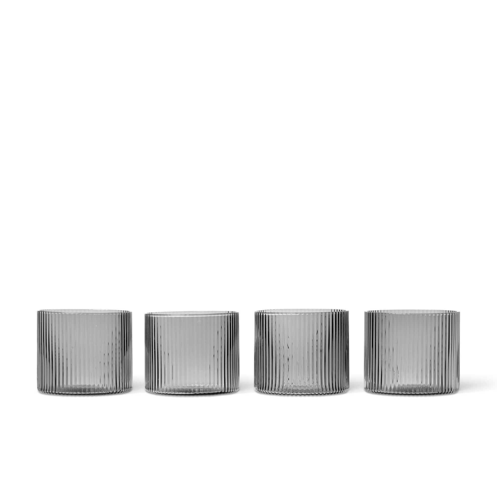 ferm LIVING Ripple Low Glasses - Set of 4 - smoked