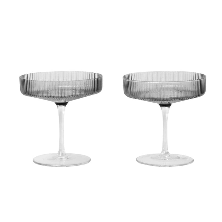 ferm LIVING Ripple Champagne Saucers - Set of 2 - Smoked